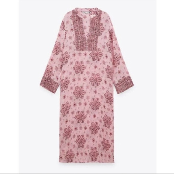 ZARA PRINTED MIDI DRESS - Picture 7 of 9